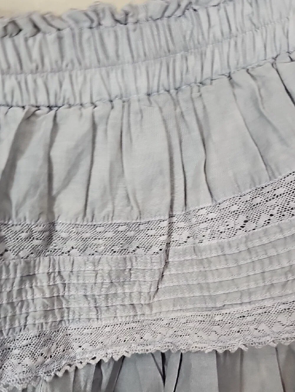 NWT LoveShackFancy Ruffle Mini Skirt S Washed Denim Cottagecore Coquette Boho